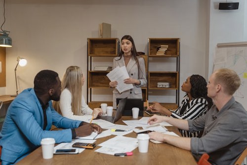 A woman leading a meeting