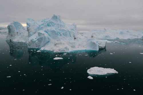 A melting iceberg in the sea